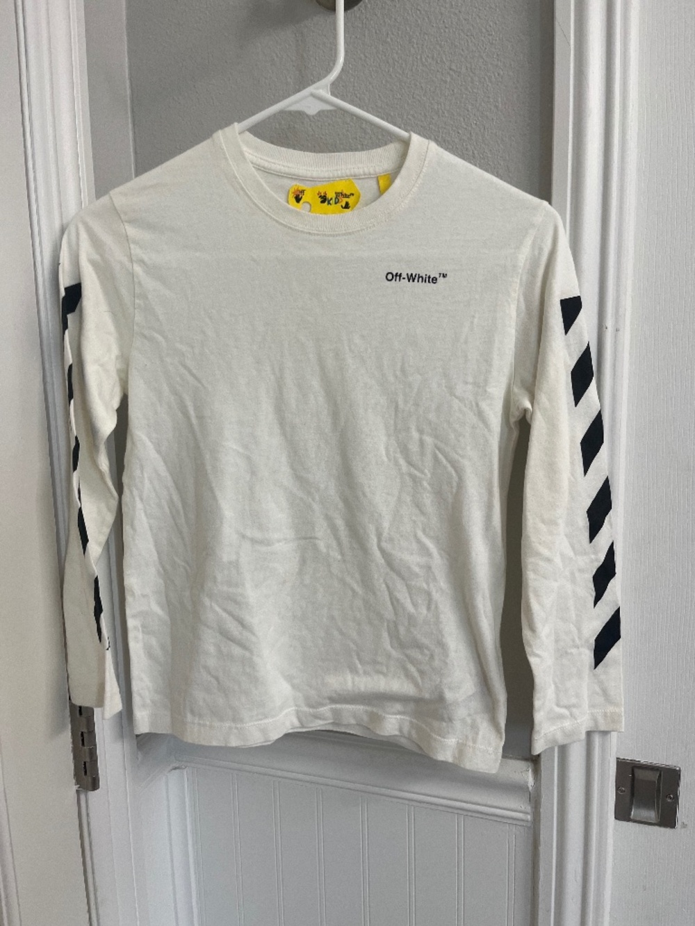 Kids Youth Boys White OFF-WHITE Brand Long Sleeve T Shirt Tee 8